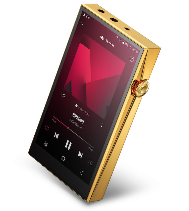 Astell&Kern A&Ultima SP3000 DAP in 24K Gold Tilted Front Right