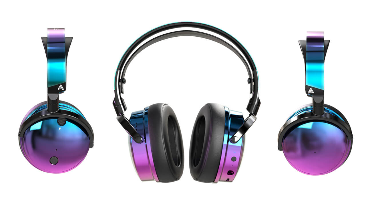 Audeze Limited Edition Maxwell "Ultraviolet" Gaming Headset Front and Side Views