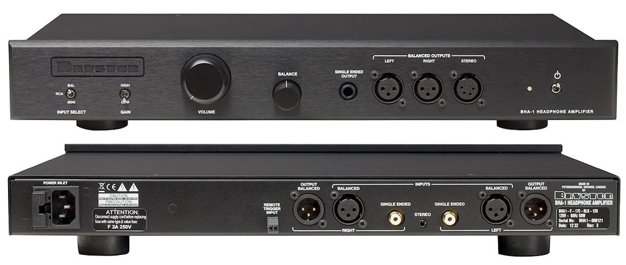 Bryston BHA-1 Headphone Amplifier Black Front and Back