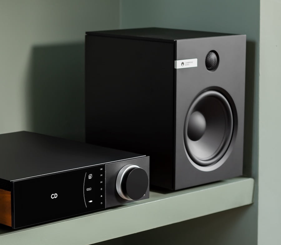 Cambridge Audio Evo S Bookshelf Speaker Black No Grille with Evo 75 with CD selected