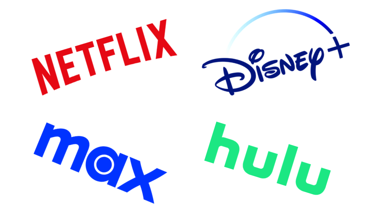 Netflix, MAX, Hulu and Disney+ logos