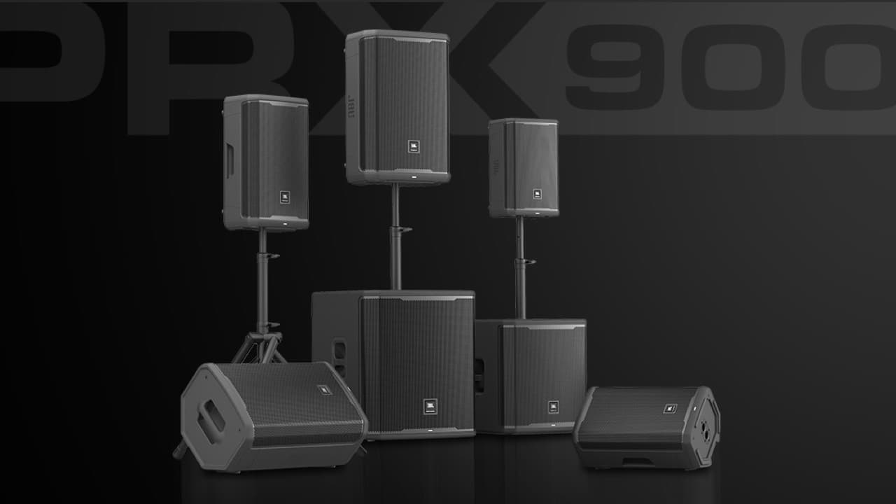 JBL PRX900 Series Loudspeakers on Stands