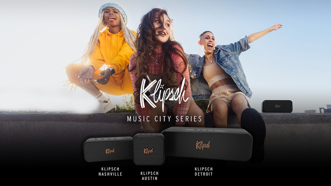 Klipsch Nashviille, Austin and Detroit portable Bluetooth Speakers