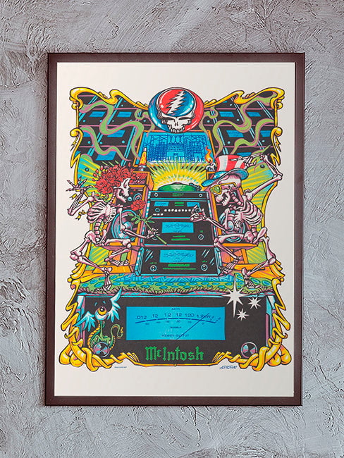 McIntosh Grateful Dead Poster Framed on a Gray Wall