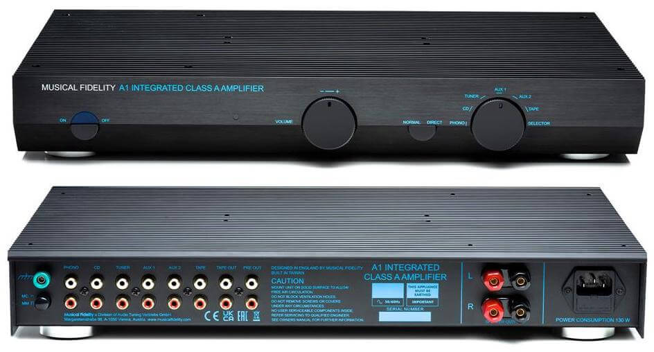 Musical Fidelity A1 Integrated Amplifier 2023 Front and Back