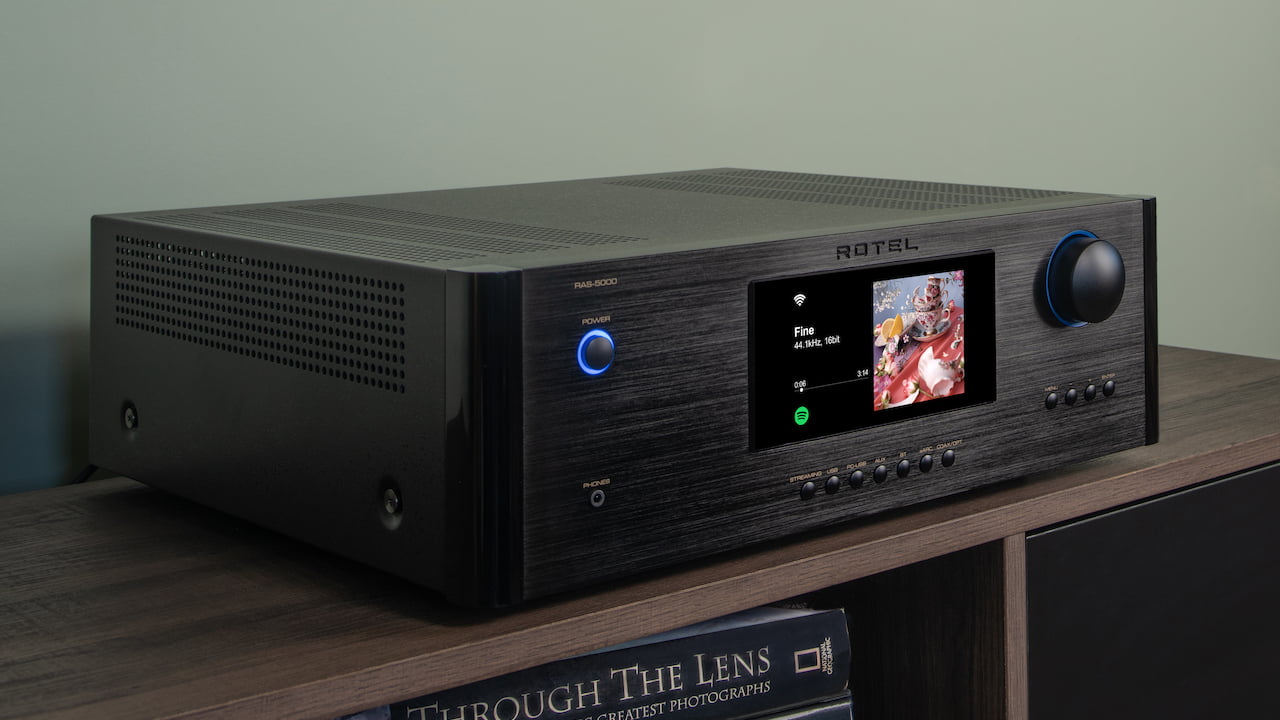 Rotel RAS-5000 Integrated Streaming Amplifier Black Angle Lifestyle